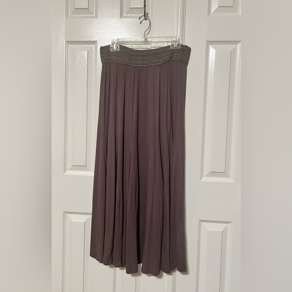 Lapis Womens Skirt Gray Soft Knit Pull On Elastic Waist Flowy Swing Size XL